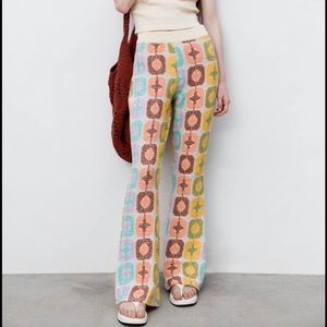 NWT Zara crochet flared pants sz S